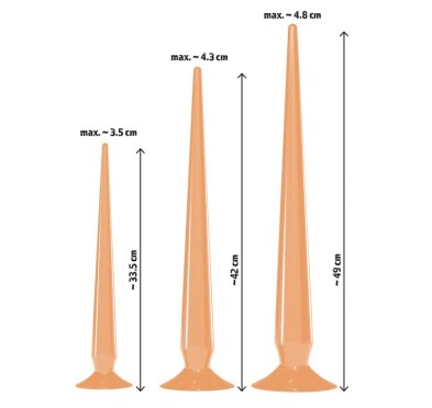 Zestaw 3 korki analne z przyssawką długie 30-49cm